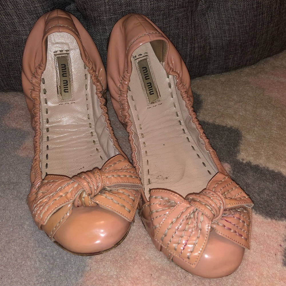 Miu Miu pink patent bow ballet flats